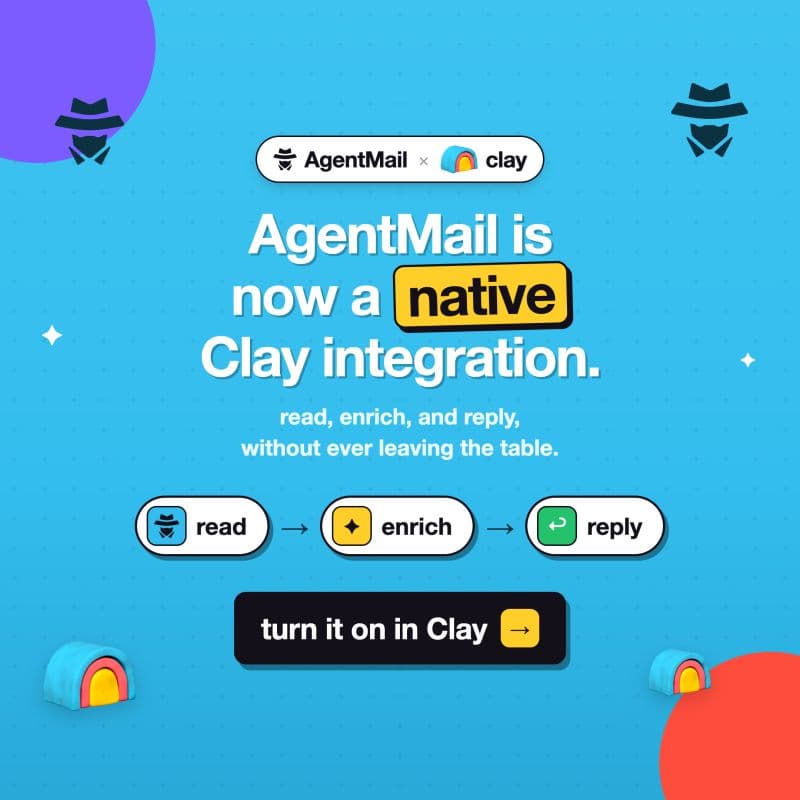 AgentMail native integration inside Clay announcement