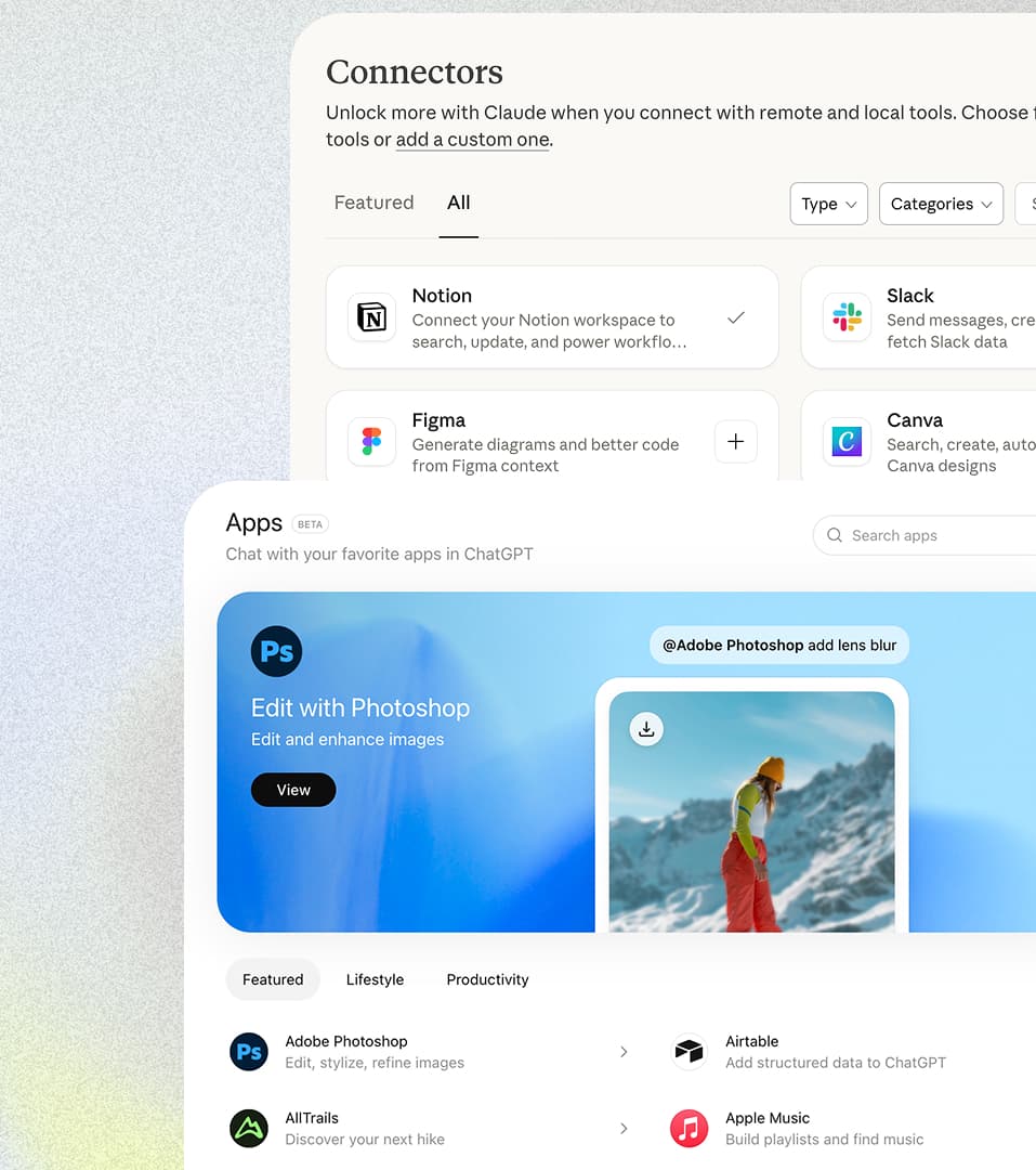 ChatGPT Apps Store and Claude Connectors