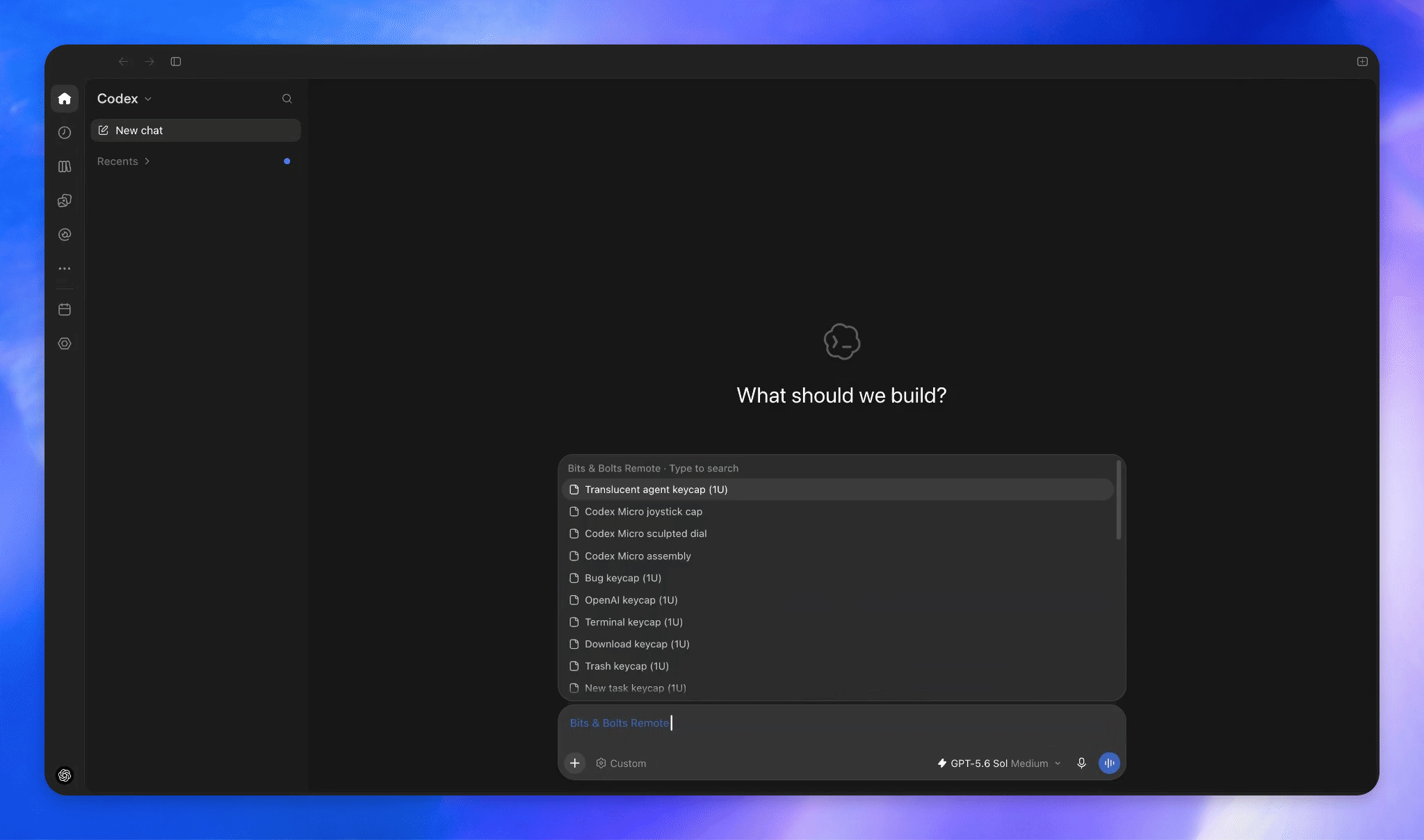 Animated demo of searching Bits & Bolts CAD parts and selecting a resource in the composer